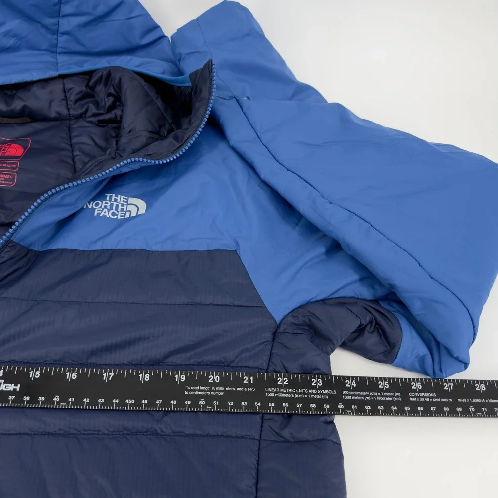 North Face Summit Series Large Mens Puffer Jacket Blue Insulated Full Zip FLAW